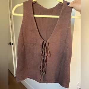 Brown Knit Tie Front Tank Top Size Small